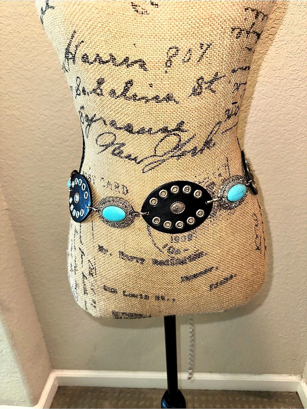 Haute Hippie Style Turquoise Chain Belt L/XL NWT